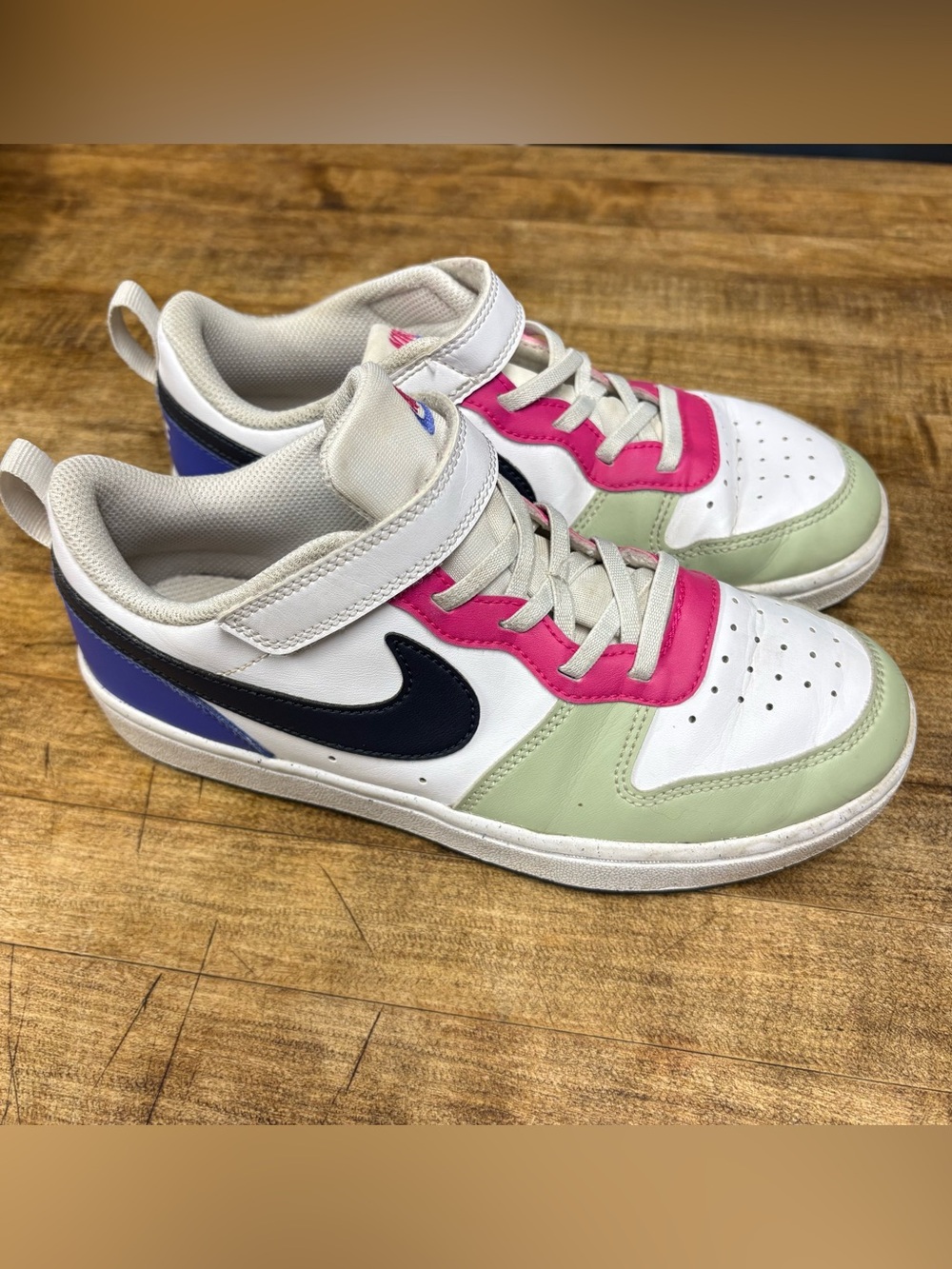 Nike Court Borough Low Recraft PS Honeydew Pink Ultramarine Kids 3Y athletic